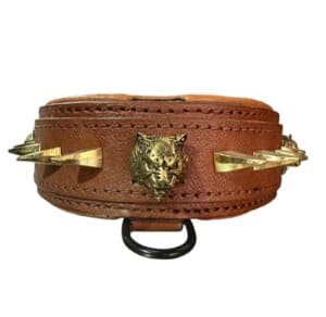 קולר יוקרתי מעור עם פנטר זהב