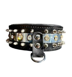 קולר שחור כסף עם אבנים