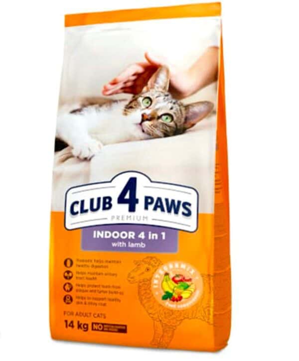 CLUB 4 PAWS -INDOOR -  לחתול בוגר - כבש - 14קג