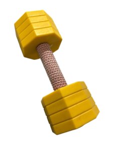 משקולת עץ לאילוף כלבים עם צלחות משקל צהובות נשלפות - 2 ק"ג