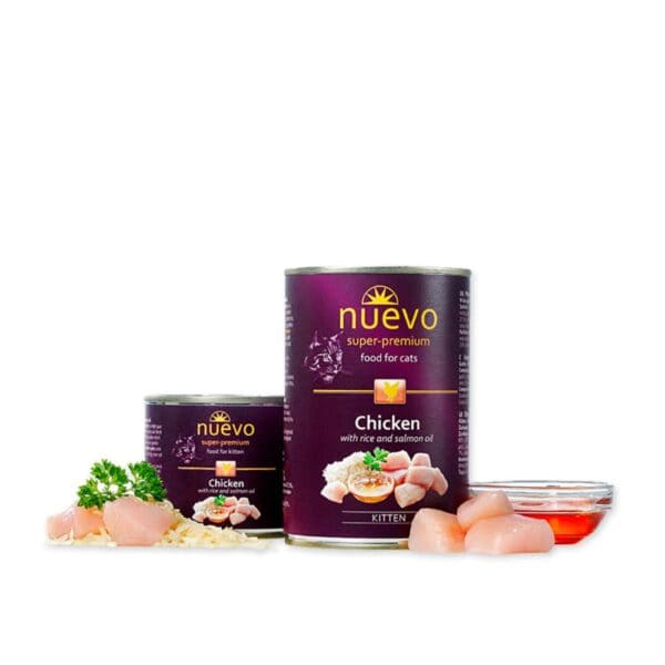NUEVO - מזון רטוב לגורי חתולים - עוף אורז ושמן סלמון