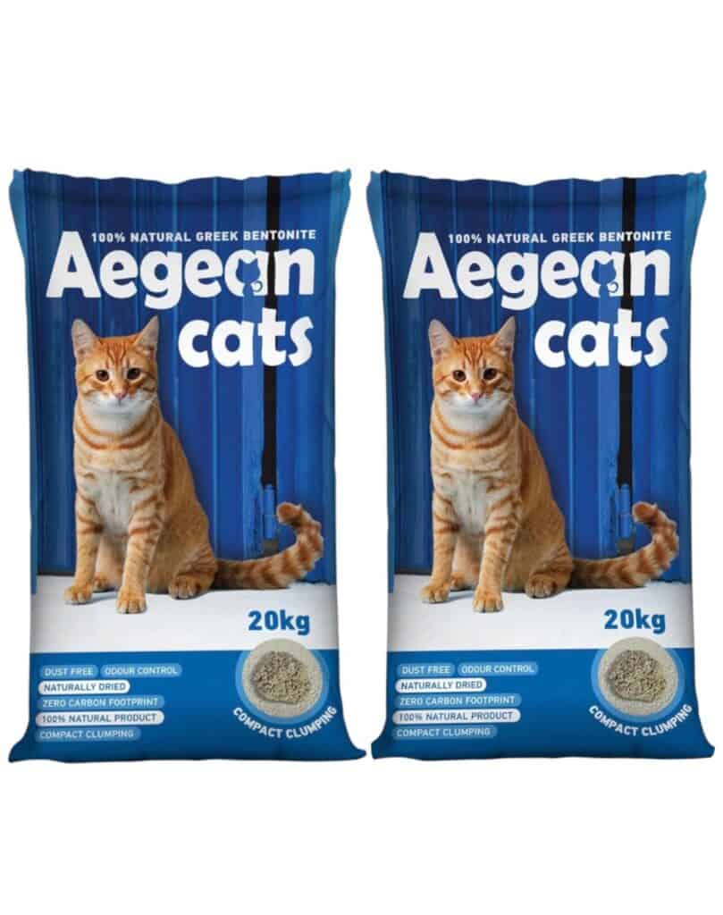 AEGEAN – חול חתולים 20 קג + 20 ק"ג – 2 שקי חול
