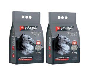 PETSLAND GRAY - חול חתול עם פחם פעיל, 10 ל’ + 10 ל’