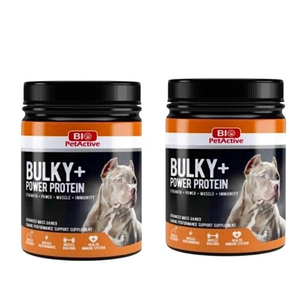 BULKY  + - אבקת חלבון לחיזוק השרירים לכלבים - 368 גרם + 368 גרם