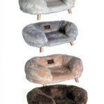 מיטת פרווה יוקרתית לכלב או לחתול עם רגלי עץ