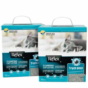 REFLEX - חול לחתולים עם פחם פעיל - 10 ליטר + 10 ליטר