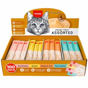 Wanpy Creamy Assorted – חטיף קרמי לחתולים במארז 4 טעמים – 100 × 14 גרם