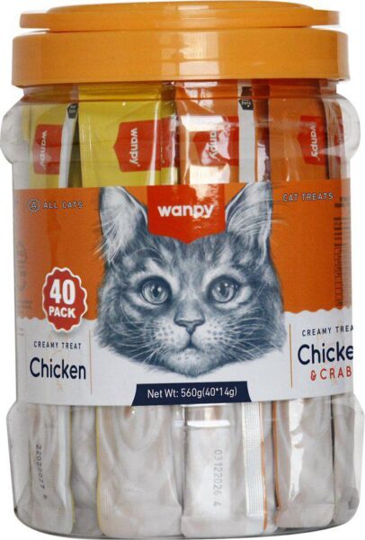 Wanpy Creamy – חטיף קרמי לחתולים בטעם עוף – 40 × 14 גרם